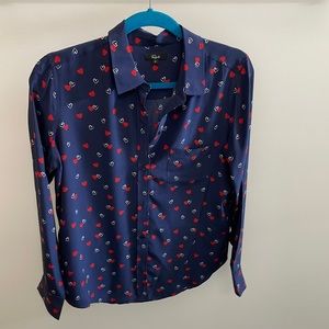 Rails Silk Blouse w Hearts - Size S